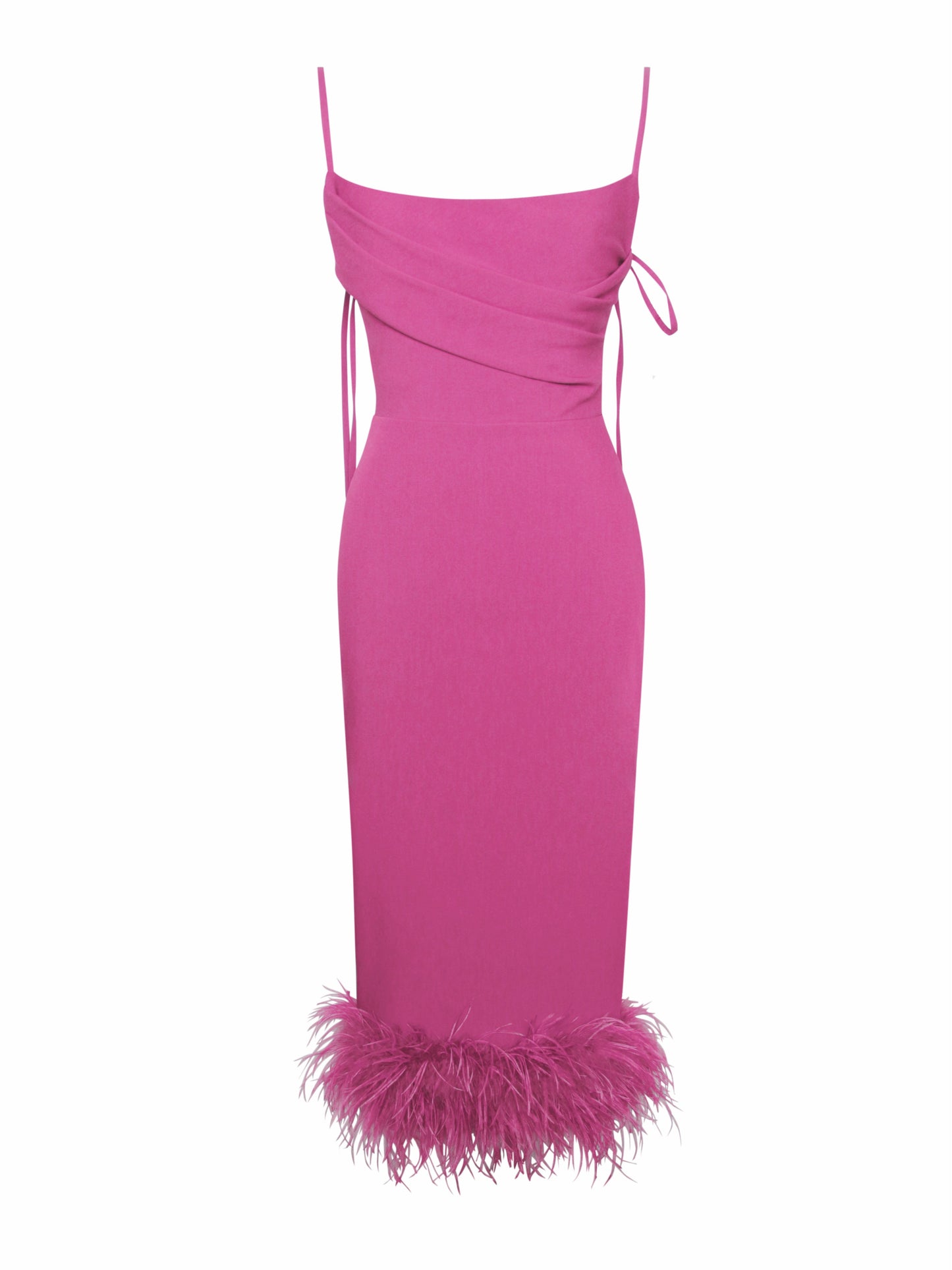 Vestido Fiona® con Plumas Fucsia