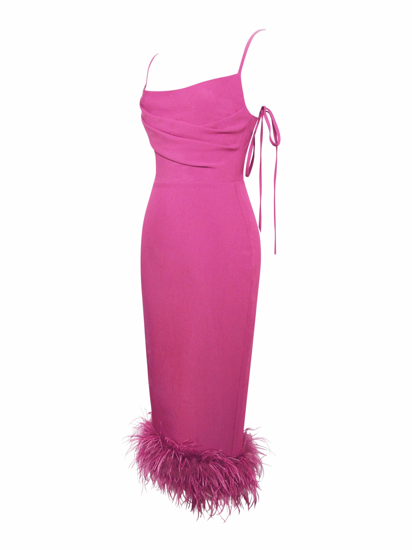 Vestido Fiona® con Plumas Fucsia